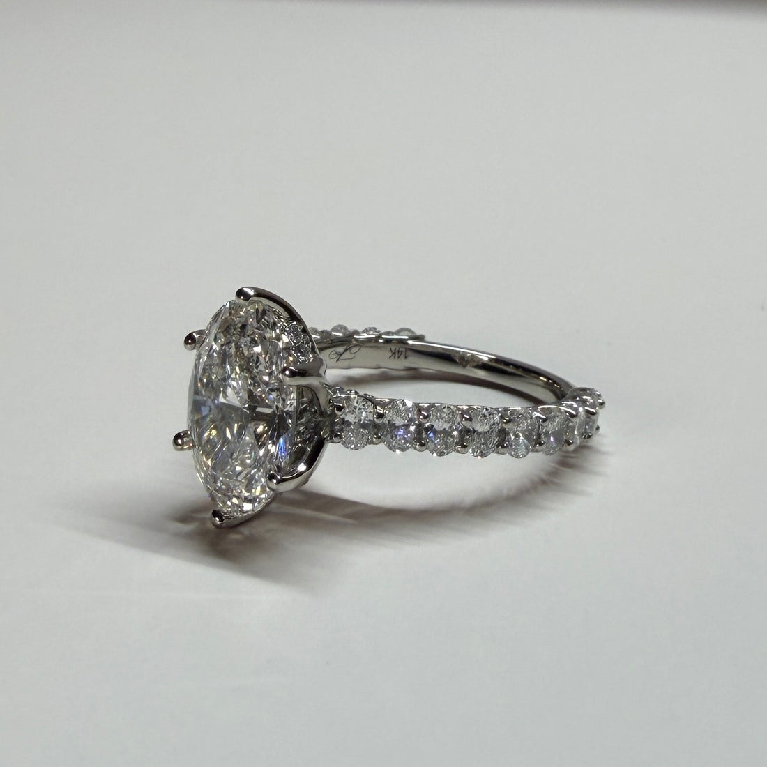 3–5ct Oval Hidden Halo Floral Engagement Ring Setting | Oval Side Stones | Setting Only